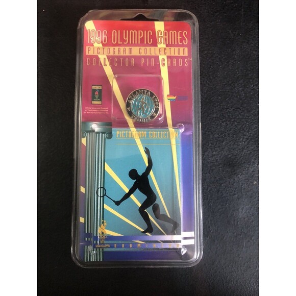 Vintage 1996 Olympic Games Pin-Cards BADMINTON  (Original Sealed) INCLUDES PIN - Picture 1 of 1